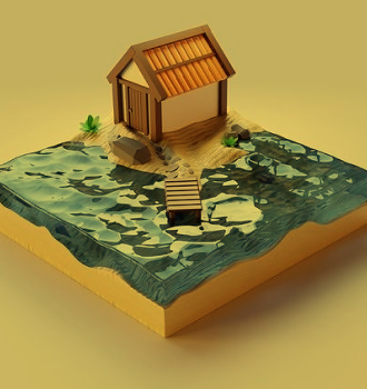 Simple beach 3D diorama
